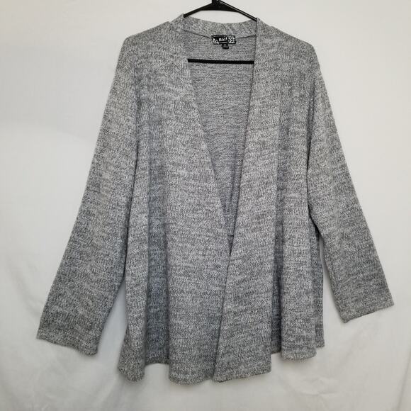 NAIF Medium Gray Long Sleeve Knit Cardigan Stretchy Wrap Closure Size 2X - Picture 1 of 8